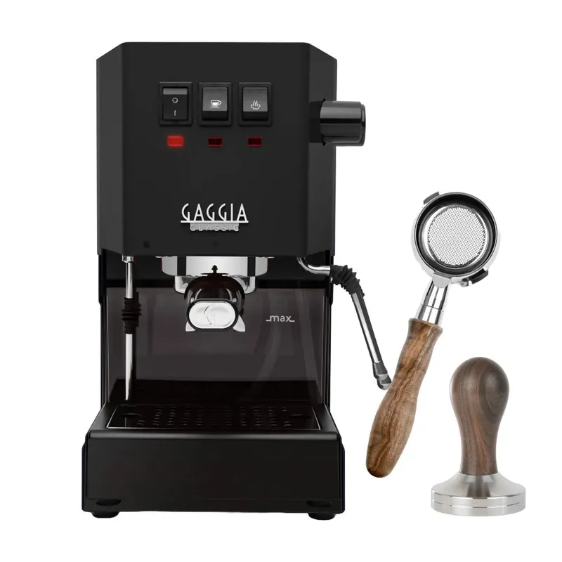 Gaggia Classic E24 Espresso Machine RI9380/49 (Thunder Black) with Bottomless Portafilter, Tamper Bundle