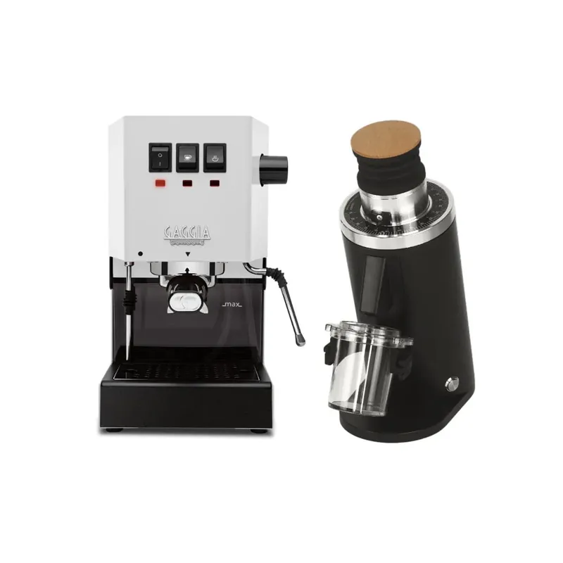 Gaggia Classic E24 White & DF54 Grinder Black Bundle