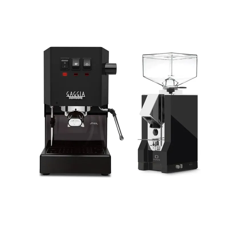 Gaggia Classic E24 Black & Eureka Mignon Silenzio 55 Matte Black Grinder Bundle
