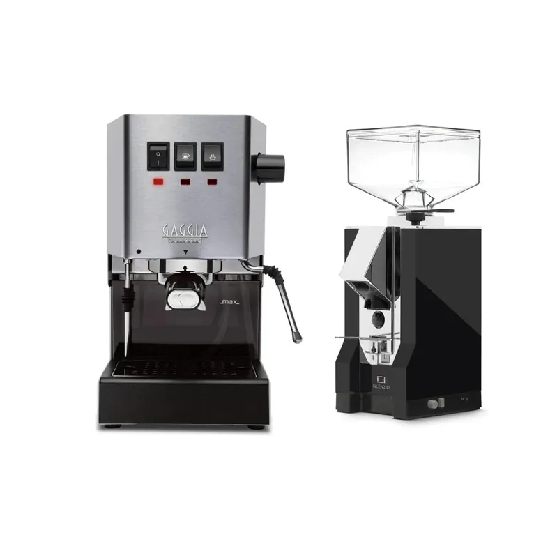 Gaggia Classic E24 Stainless Steel & Eureka Mignon Silenzio 55 Matte Black Grinder Bundle