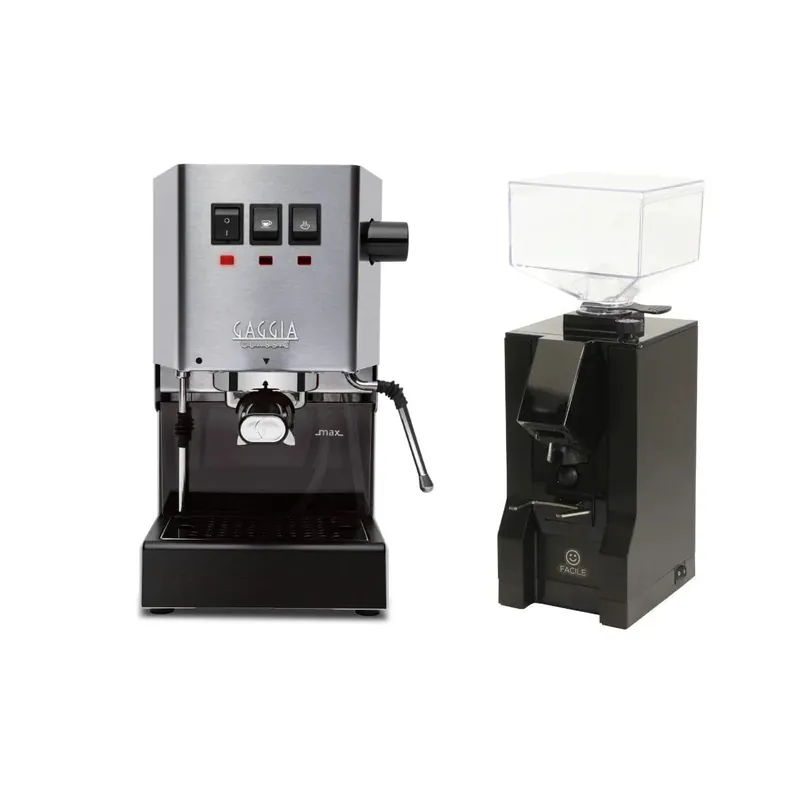 Gaggia Classic E24 Stainless & Eureka Mignon Facile Black Grinder Bundle