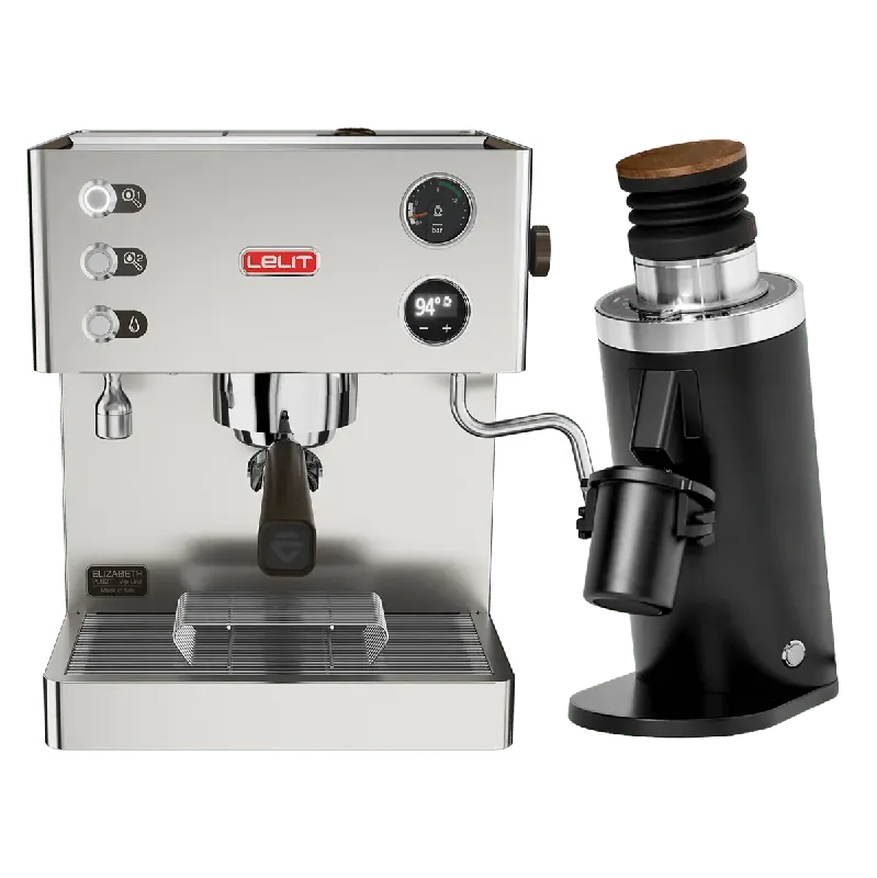 Lelit Elizabeth V3 Semi-Automatic Espresso Machine PL92T (Stainless Steel) & DF64 Gen 2 Grinder (Black) Bundle