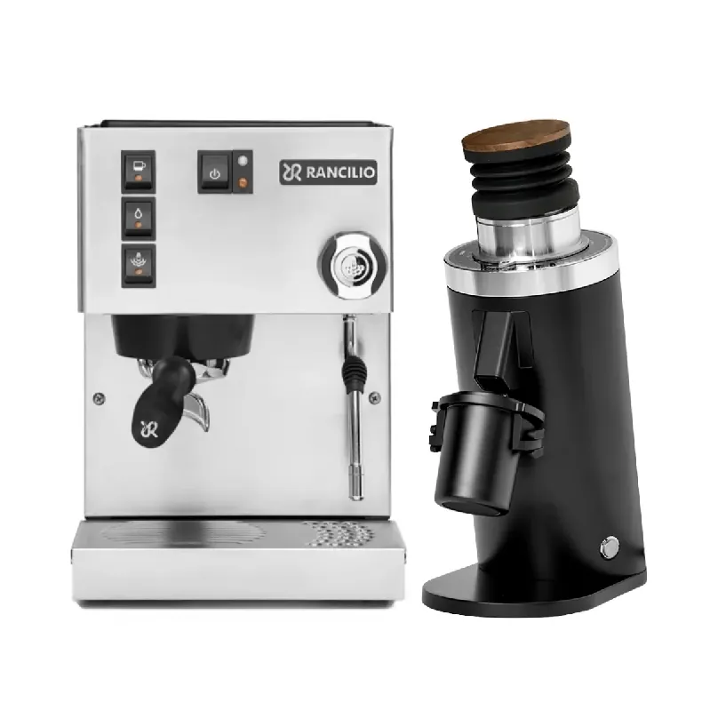 Rancilio Silvia M V6 Espresso Machine (Silver Stainless Steel) and DF64 Gen 2 Grinder (Black) Bundle