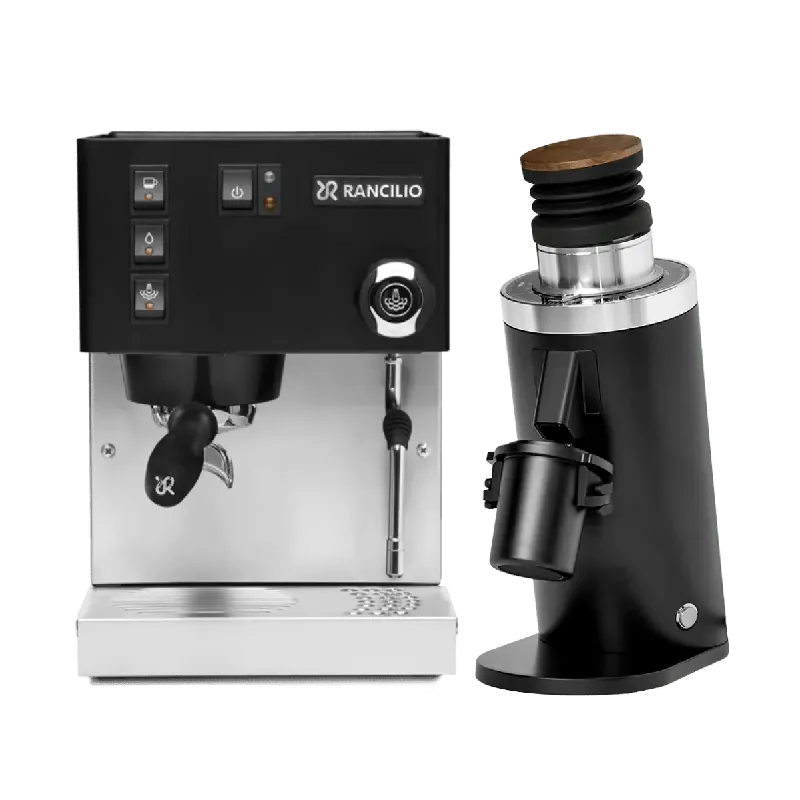 Rancilio Silvia M V6 Espresso Machine (Limited Edition Black and Stainless Steel) and DF64 Gen 2 Grinder (Black) Bundle