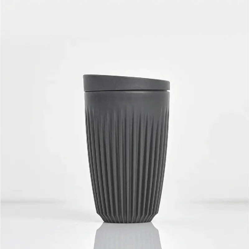 HUSKEE Cup 12 oz/355ml Reusable Coffee Cups (Charcoal)