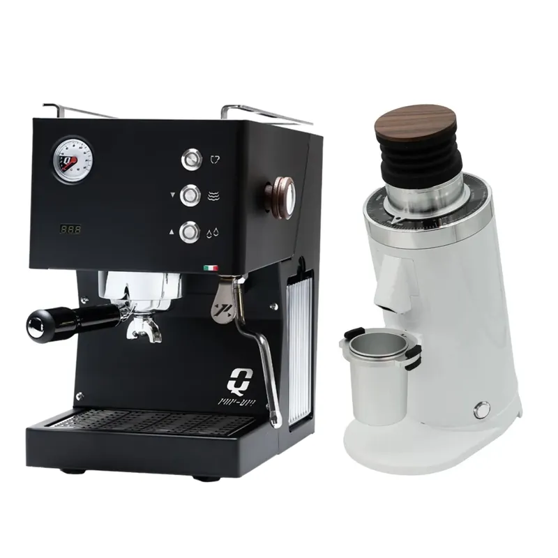 Quick Mill Pop-up (Black) Espresso Machine & DF64 Gen 2 Grinder (White) Bundle