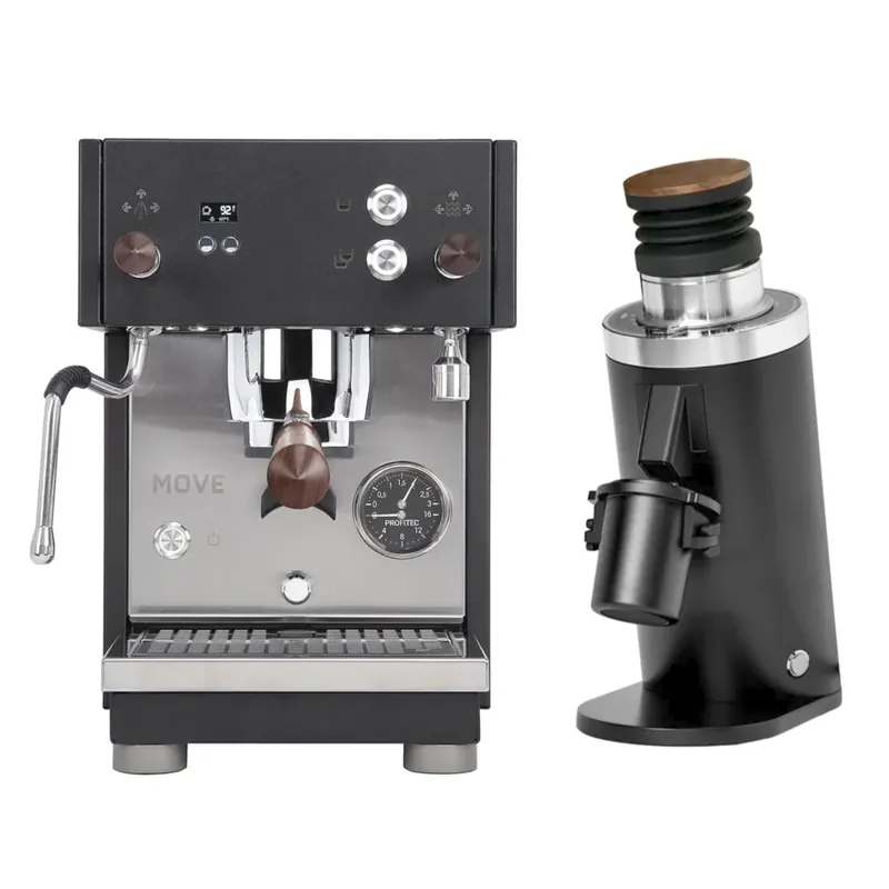 Profitec Move Dual Boiler Espresso Machine (Black) and DF64 Grinder (Black) Bundle