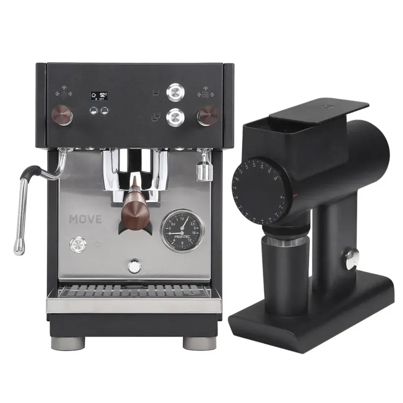 Profitec Move Dual Boiler Espresso Machine (Black) and Timemore Sculptor 064S (Black) Bundle