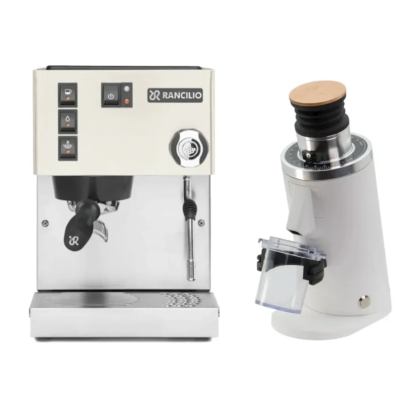Rancilio Silvia M V6 Espresso Machine (White) and DF54 Grinder (White) Bundle