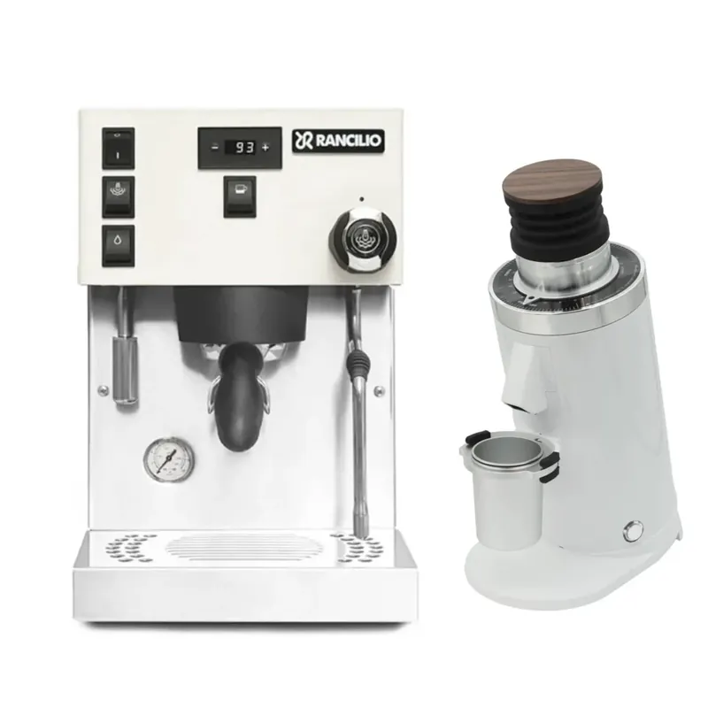 Rancilio Silvia Pro X Espresso Machine (White) and DF64 Grinder (Black) Bundle