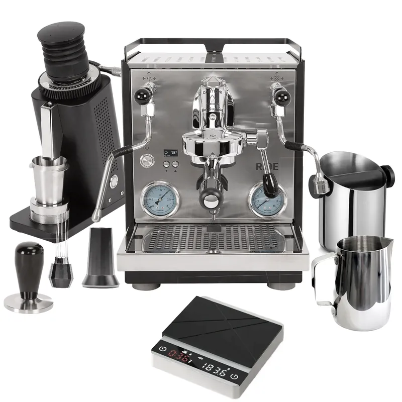Profitec RIDE & SD54 (Black) "Ready to Go" Espresso Bundle – Dual Boiler E61 Machine, Single Dose Grinder & Complete Barista Tool Kit