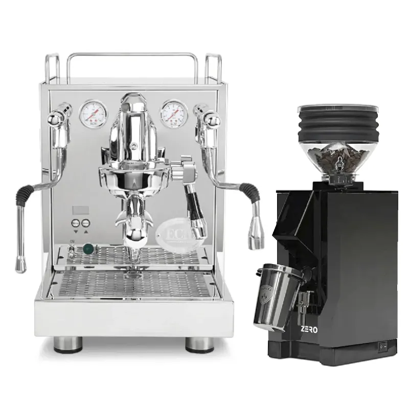 ECM Mechanika Max Espresso Machine with Eureka Zero Grinder (Black w/ Black Spout) Bundle