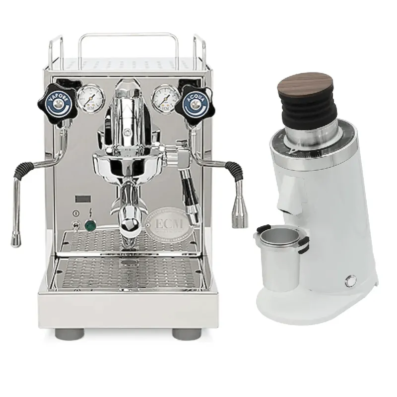 ECM Mechanika Slim w/ PID Espresso Machine and DF64 Grinder (White) Bundle