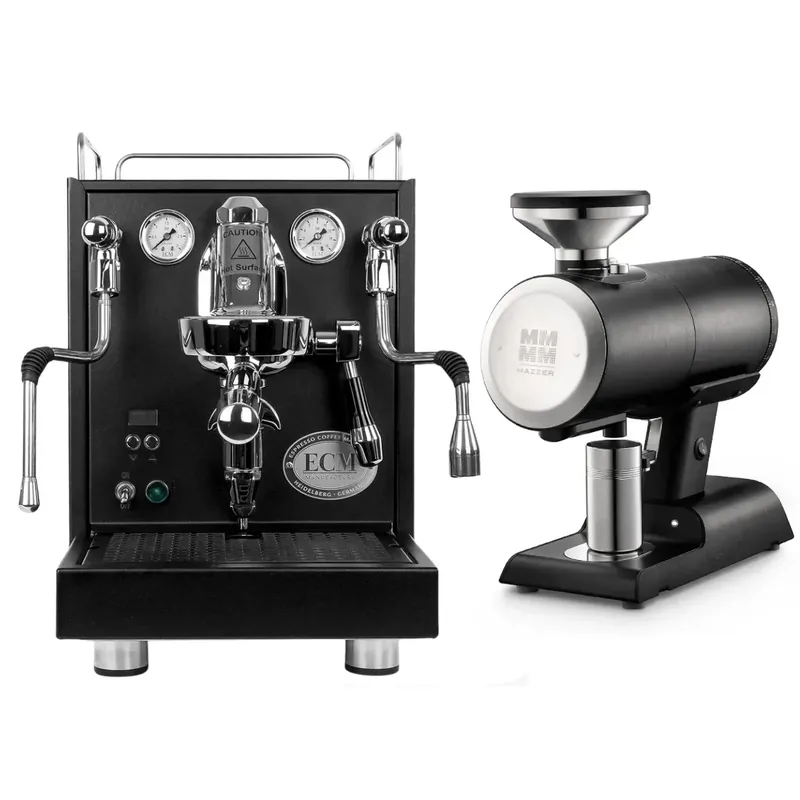 ECM Mechanika Max Espresso Machine (Black) with Mazzer Philos Grinder (Black) Bundle