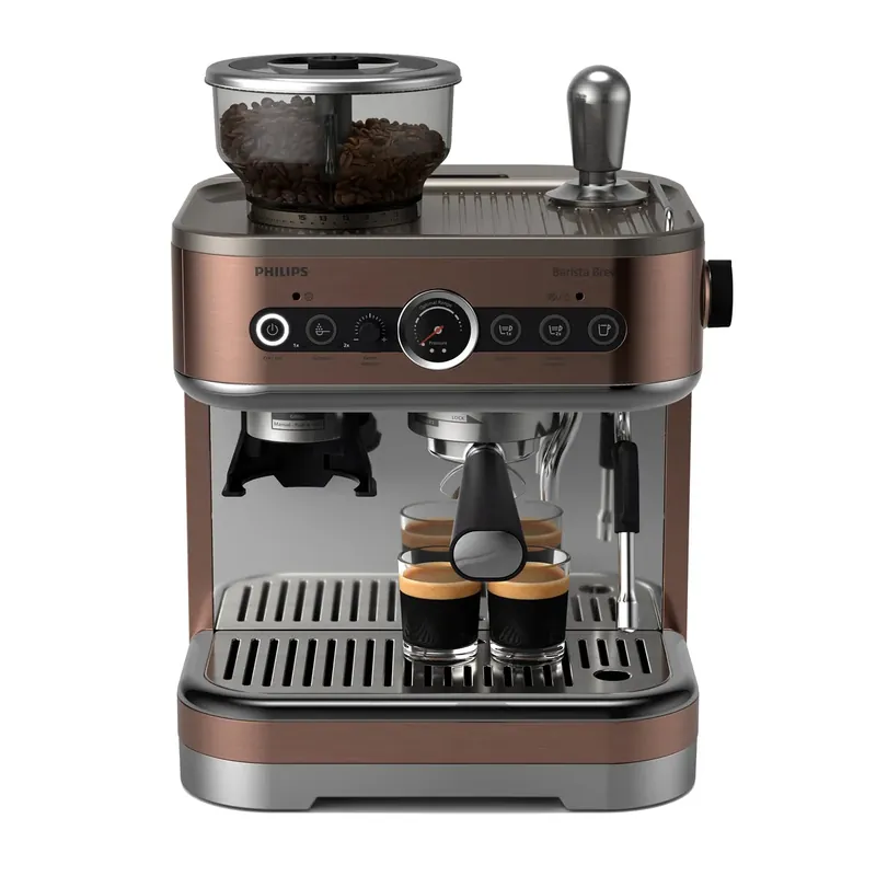 Philips Barista Brew Semi Automatic Espresso Machine with Dual Bean Hopper PSA3228/41 (Metal Cappuccino)