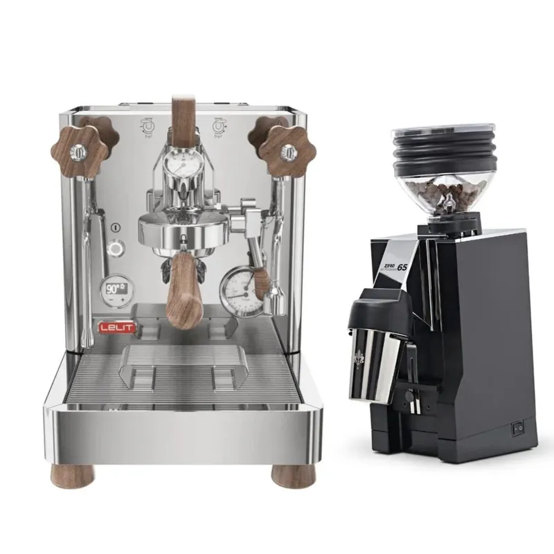 Lelit Bianca 3 Espresso Machine (Stainless Steel) and Eureka Mignon Zero 65 All Purpose Grinder (Black) Bundle