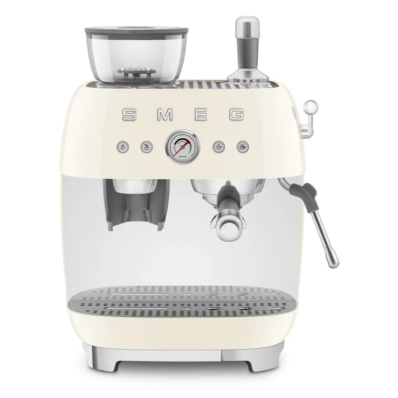 Smeg Retro-Style Semi Automatic Espresso Machine with Grinder EGF03CRUS (Cream)