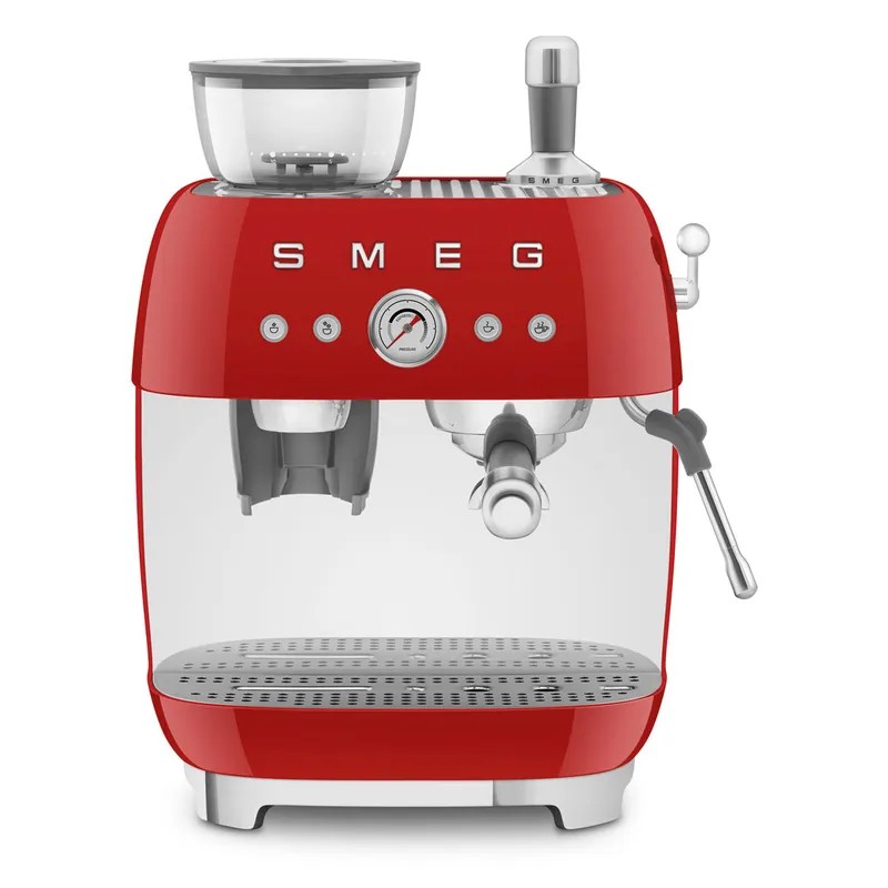 Smeg Retro-Style Semi Automatic Espresso Machine with Grinder EGF03RDUS (Red)