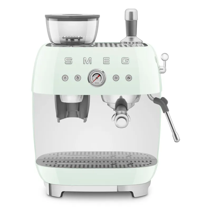 Smeg Retro-Style Semi Automatic Espresso Machine with Grinder EGF03PGUS (Pastel Green)