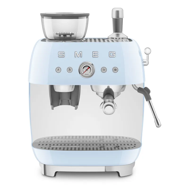 Smeg Retro-Style Semi Automatic Espresso Machine with Grinder EGF03PBUS (Pastel Blue)
