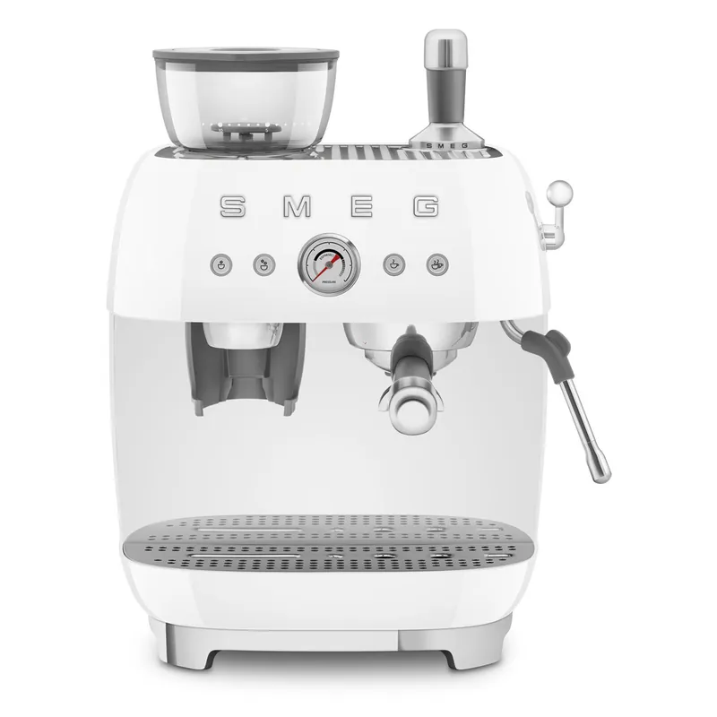 Smeg Retro-Style Semi Automatic Espresso Machine with Grinder EGF03WHUS (White)